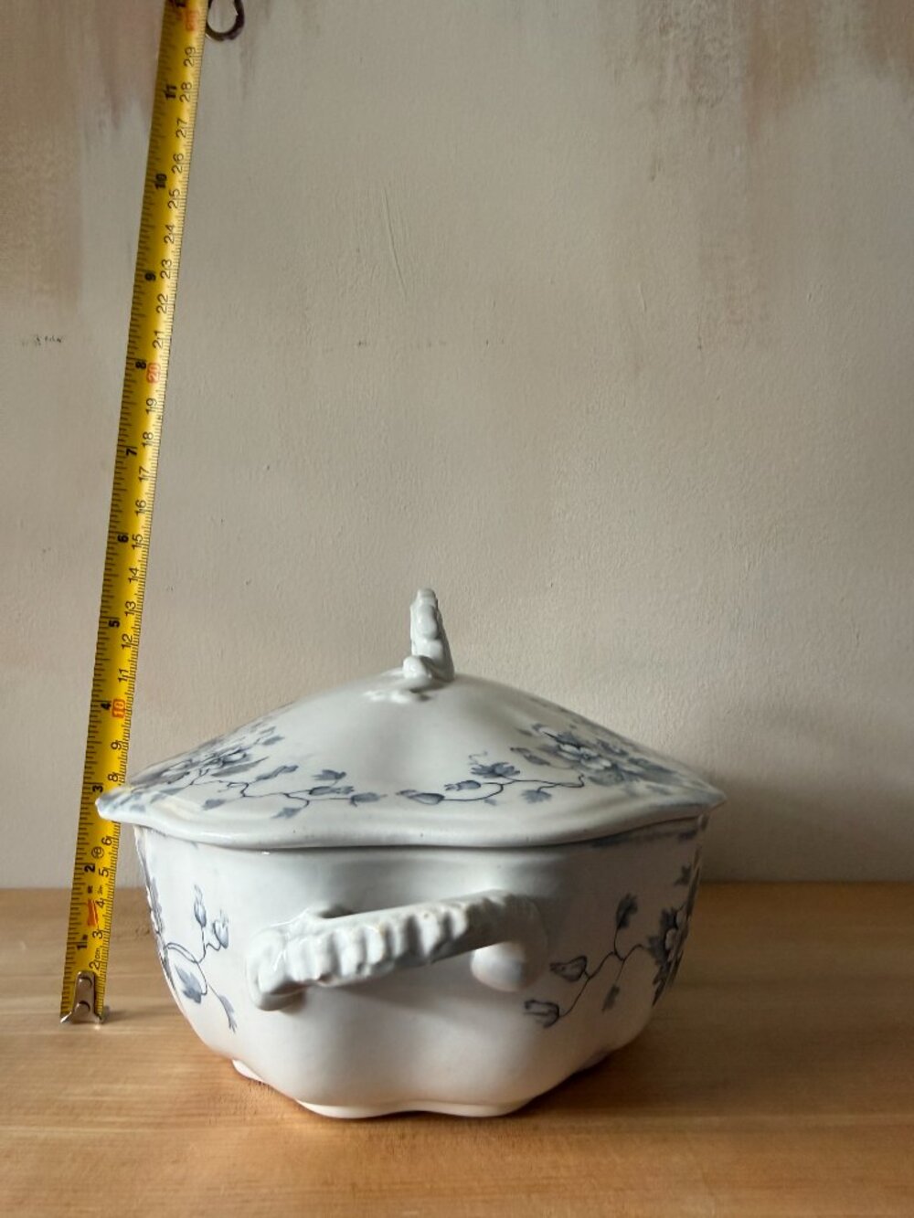 Antique 1893 JHW & Sons Stratford Blue Gray Transferware Tureen | Lidded Dish - Picture 5 of 13